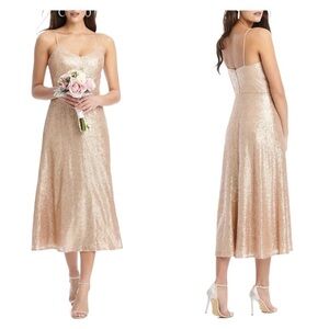 Dessy collection rose gold sequin bridesmaid dress size 10